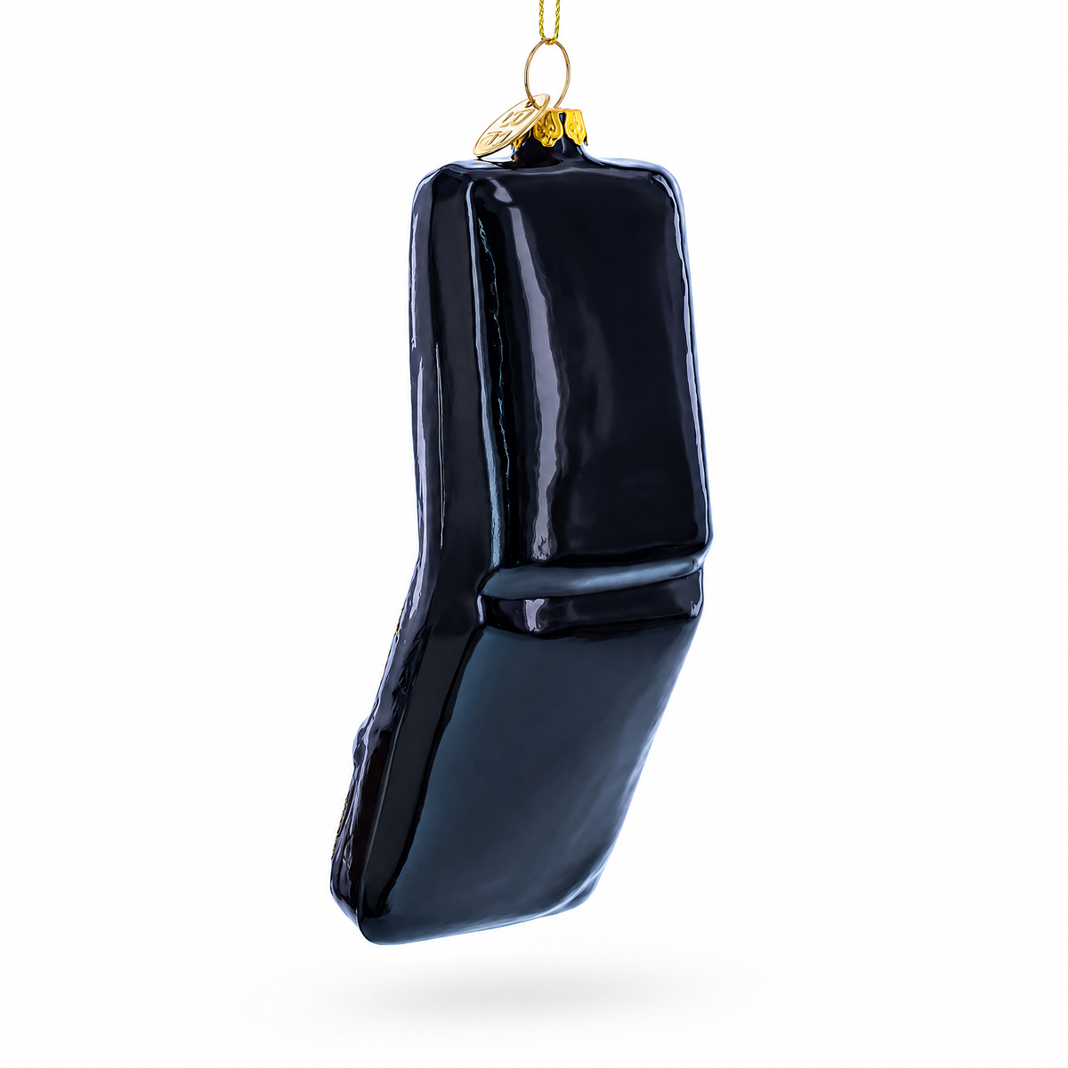 Black Makeup Compact with Mirror and Brush Glass Christmas Ornament