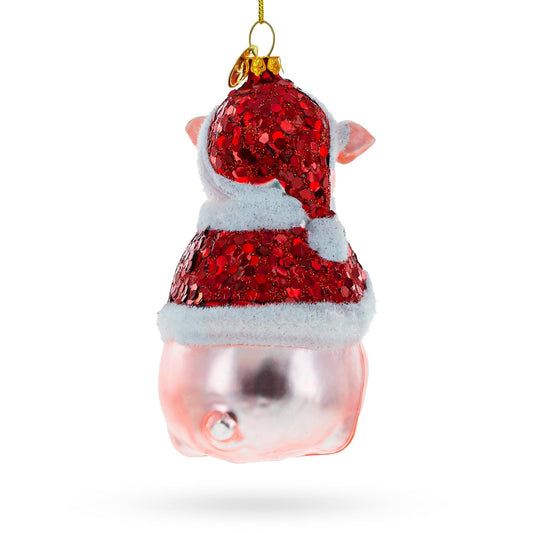 a red and white pig ornament