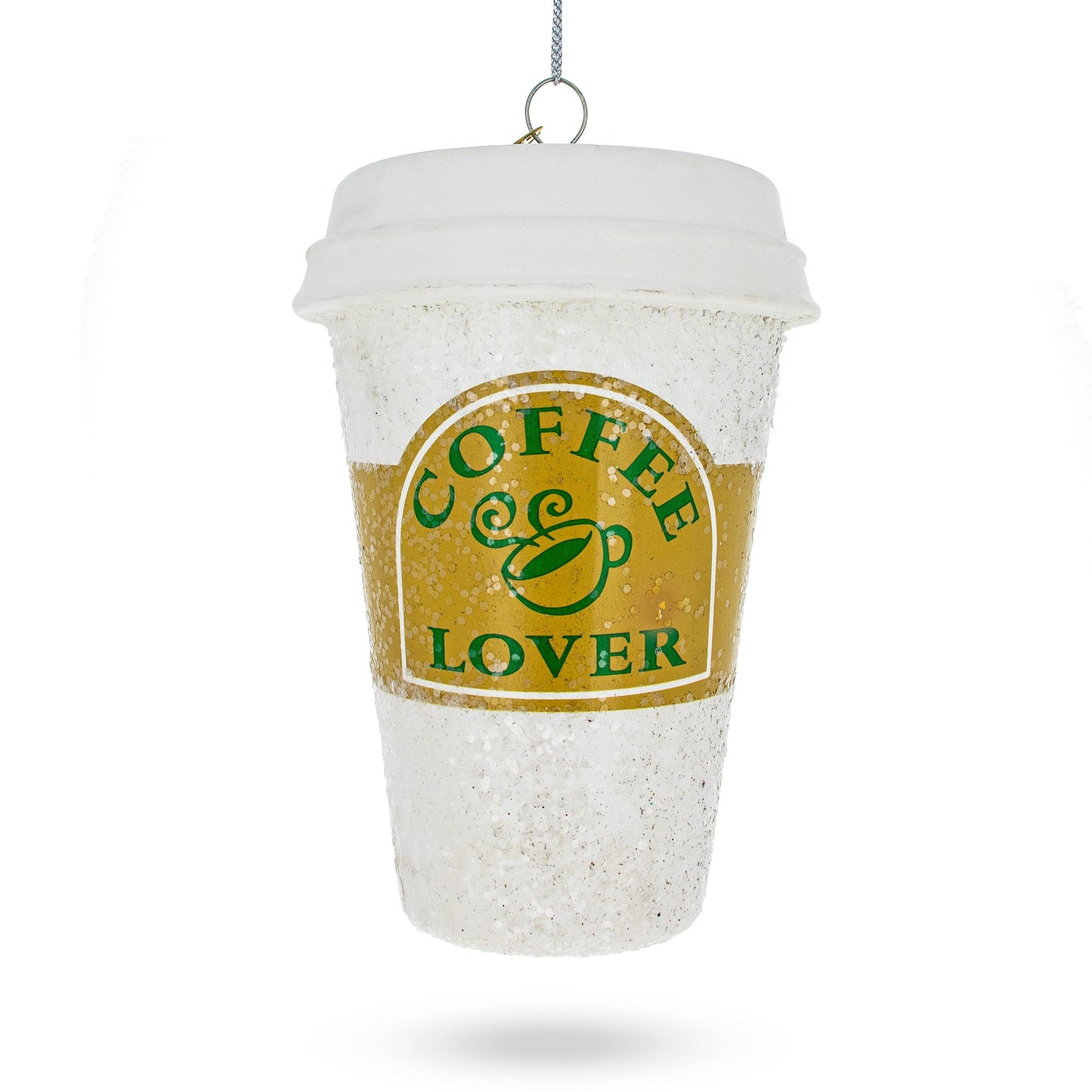 Coffee Lover's Cup Glass Christmas Ornament