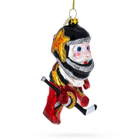 a christmas ornament with a hockey player