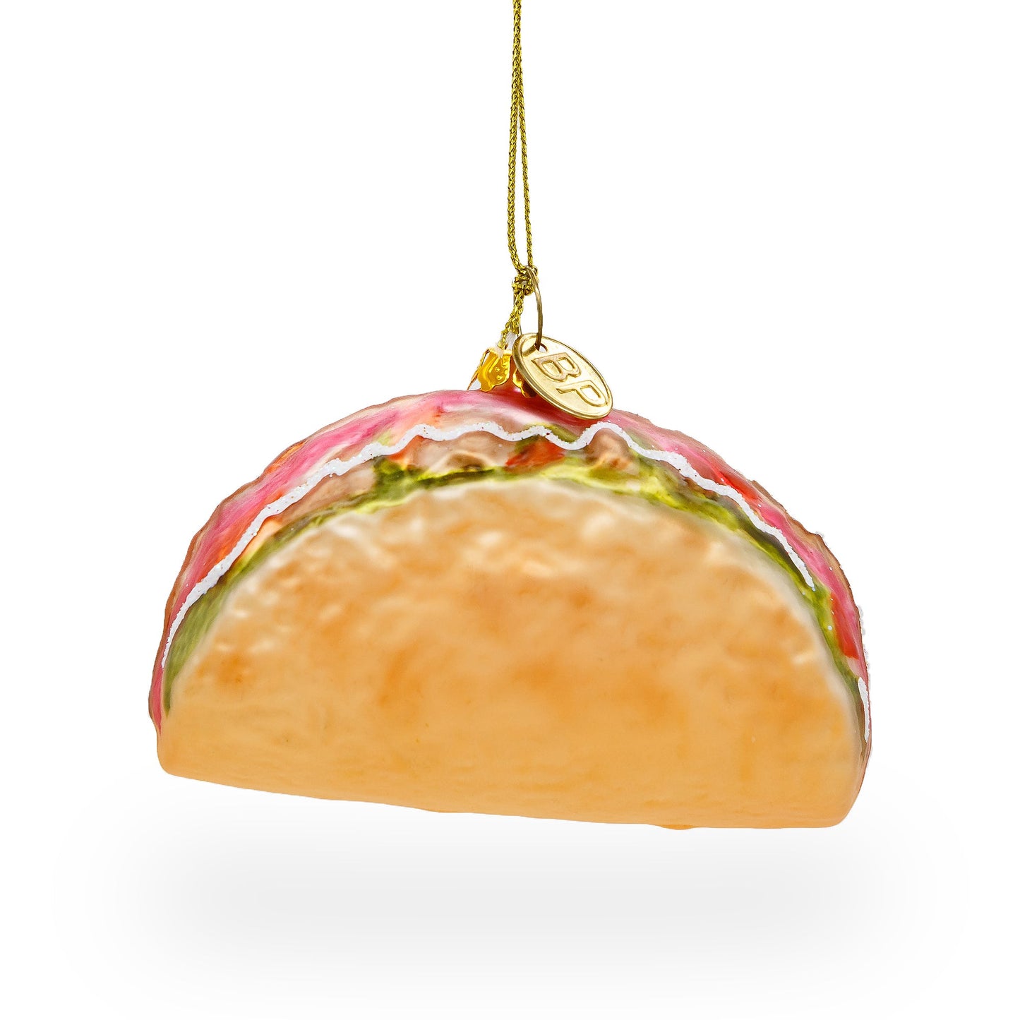 Taco Shell with Toppings Glass Christmas Ornament
