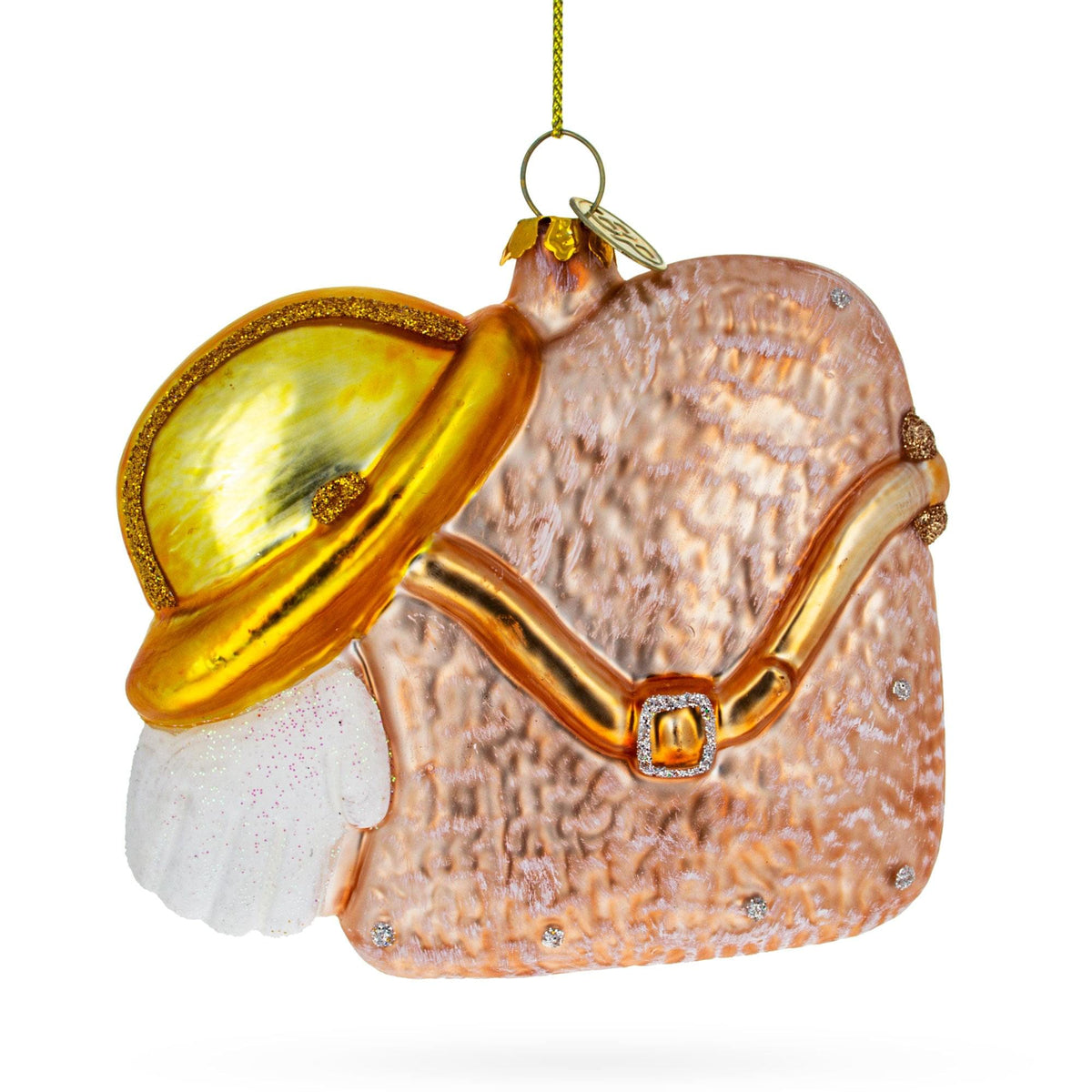 Construction Worker Toolbox Glass Christmas Ornament