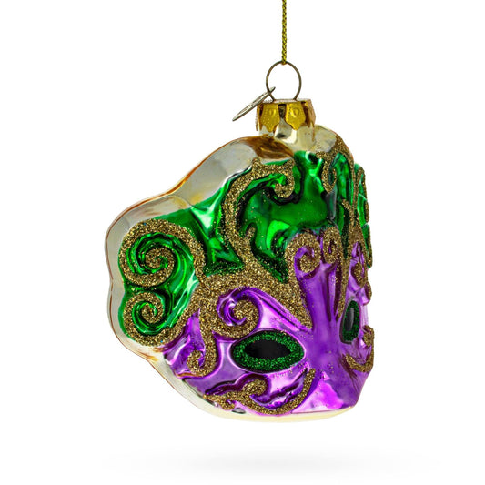Purple Mask Glass Christmas Ornament