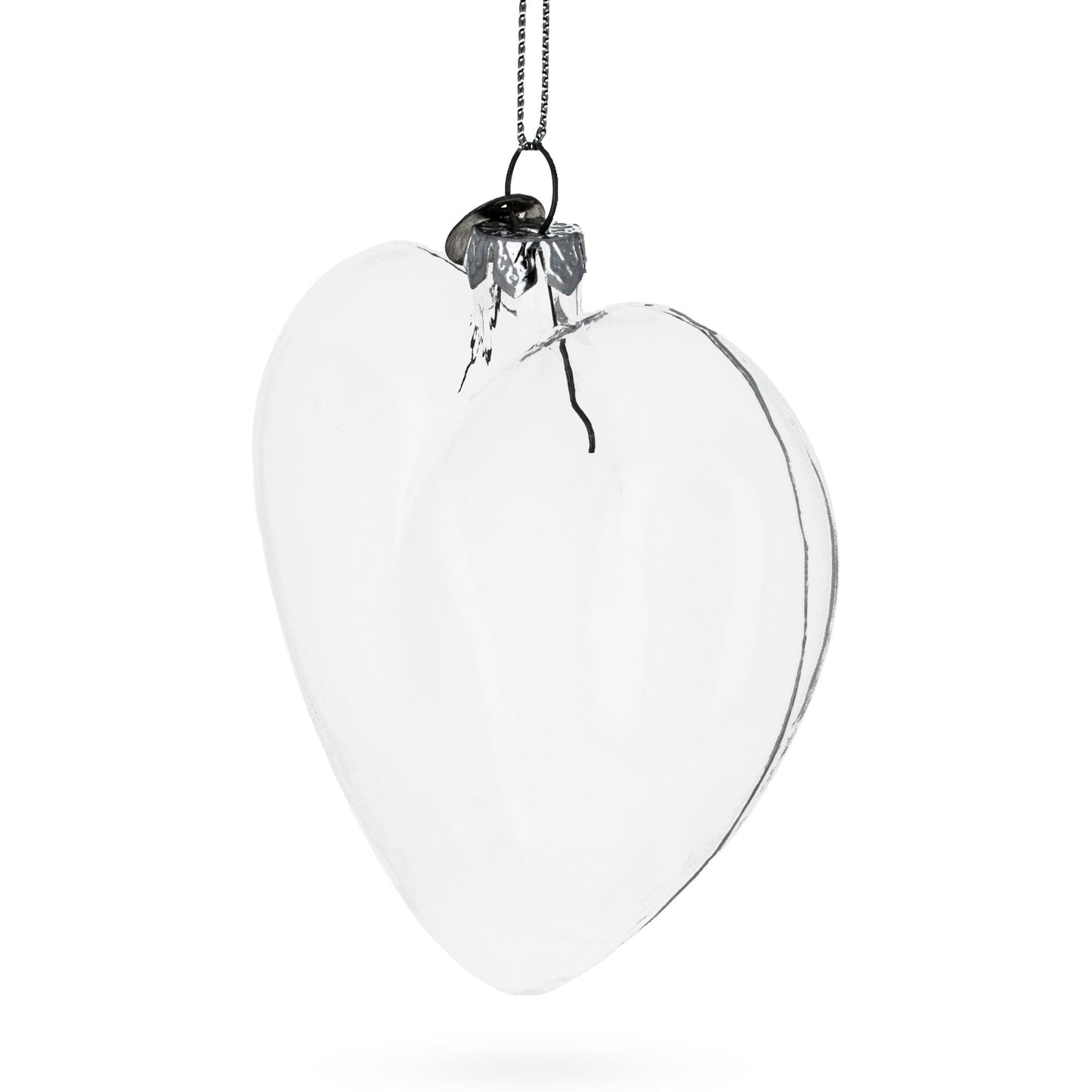 Heart Shape Clear Glass Christmas Ornament 4.1 Inches
