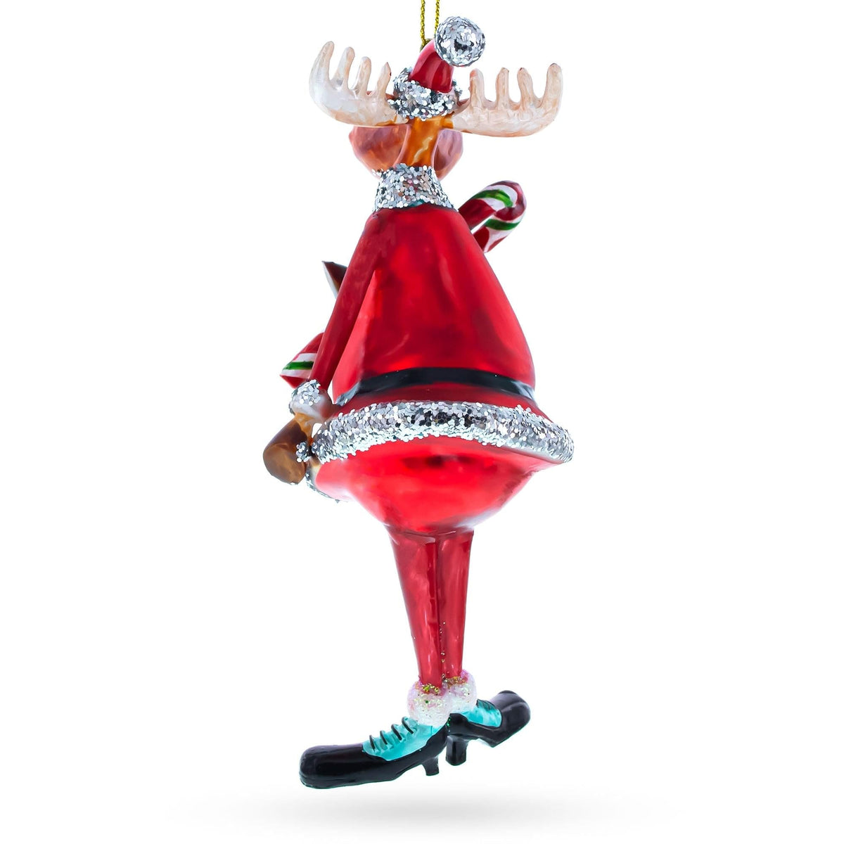 Chubby Moose Glass Christmas Ornament