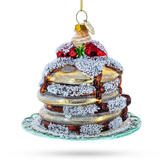 Pancakes with Maple Syrup Glass Christmas Ornament