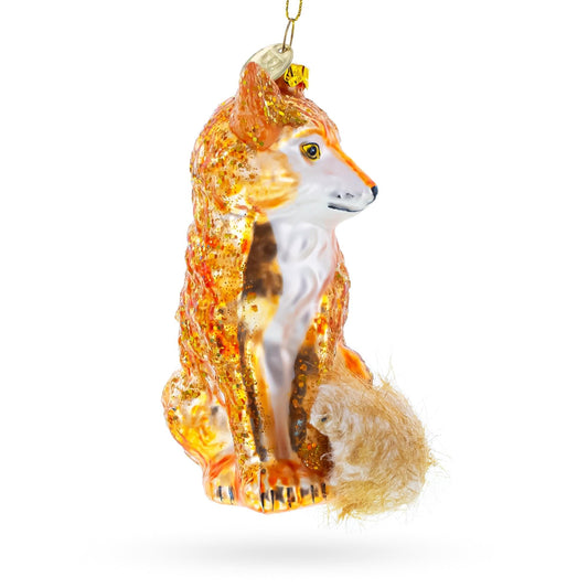 a close up of a fox ornament
