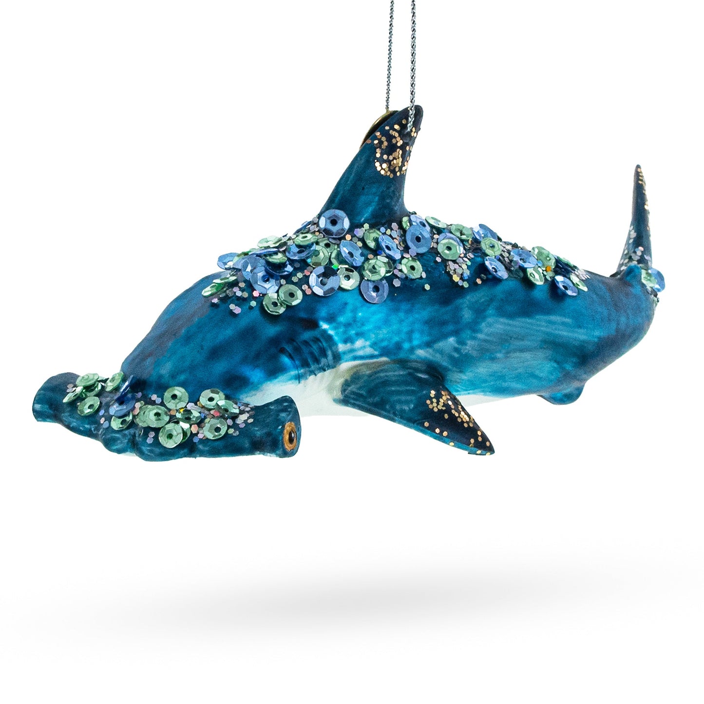 Hammerhead Shark Glass Christmas Ornament
