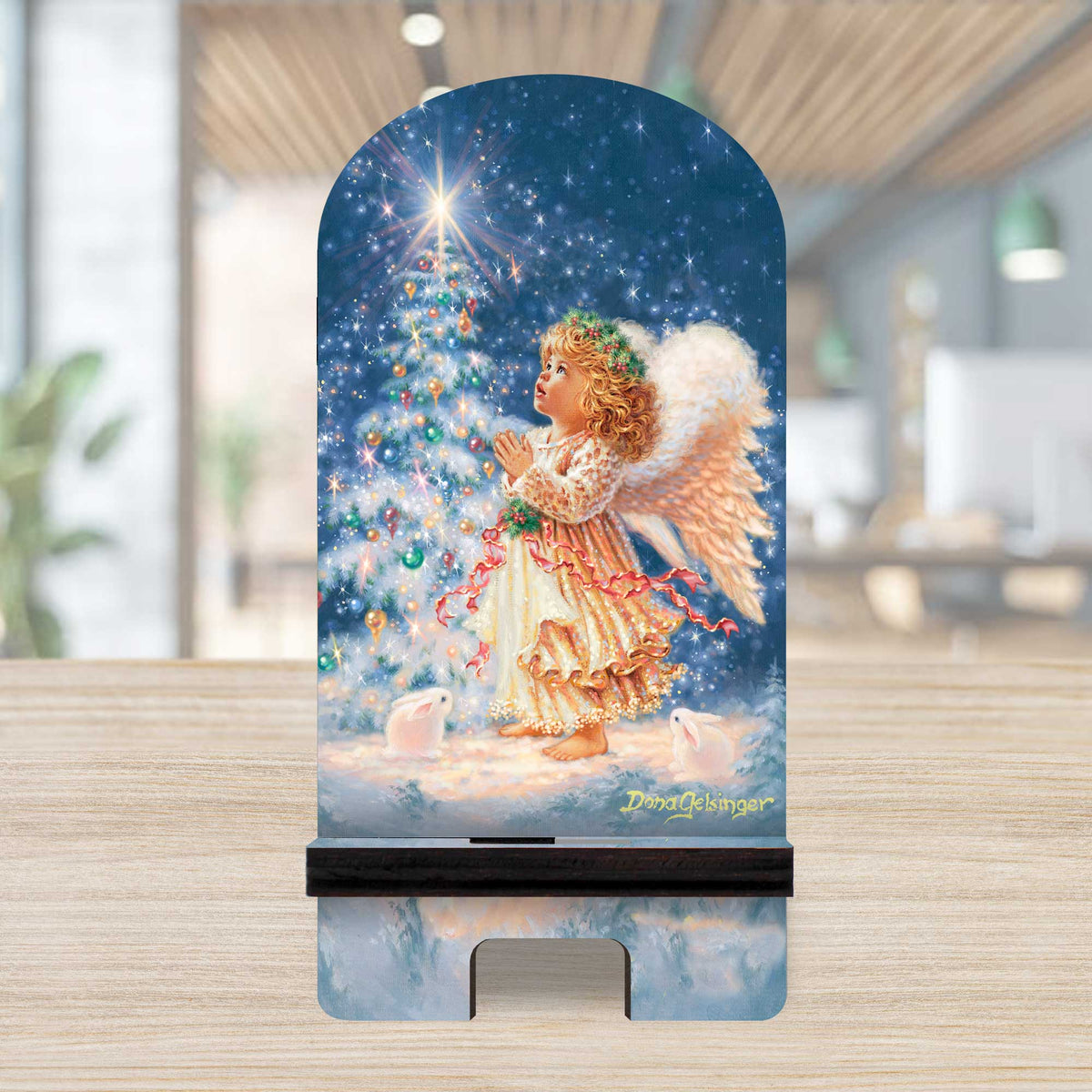 My Christmas Wish Cell Phone Stand Christmas Decor Wood Mobile Tablet Holder Charging Station Organizer - 892072-DG