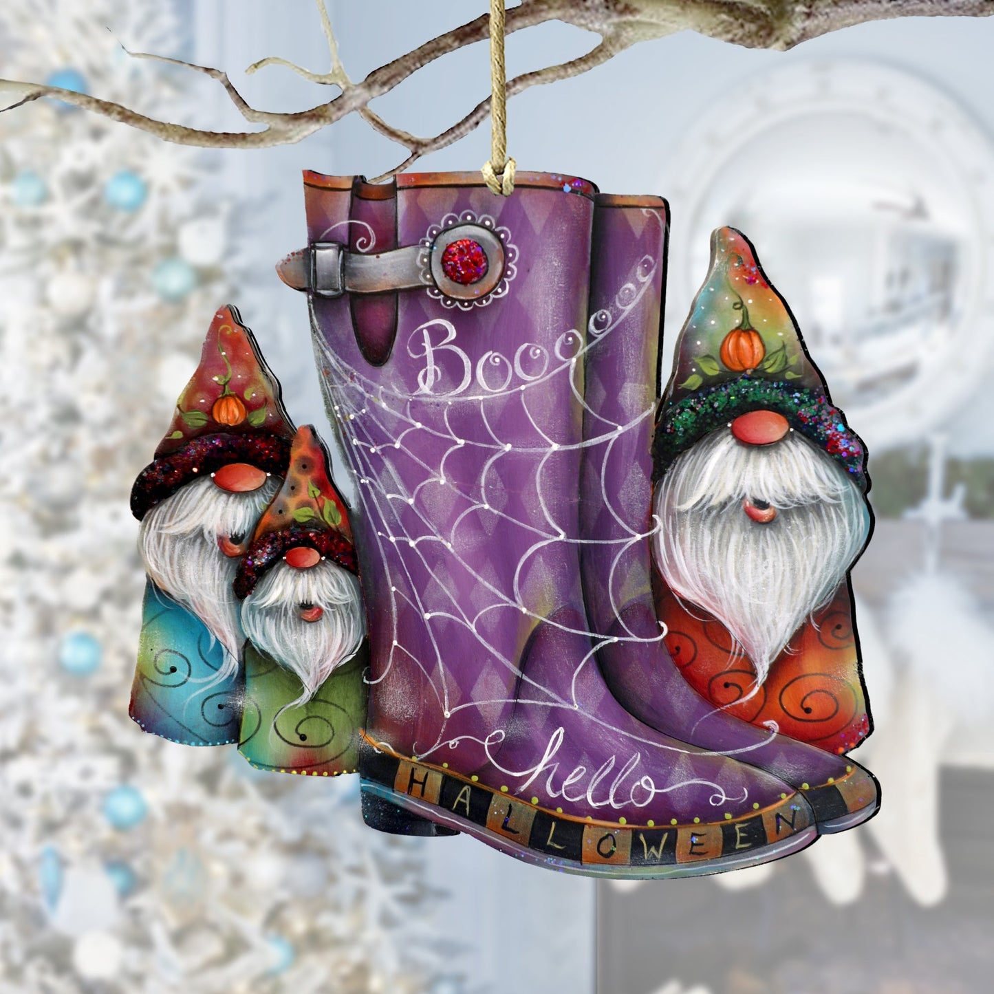 Hello Halloween Boots Wooden Ornaments by Jamie Mills-Price Halloween Decor - 8611062-4-MP