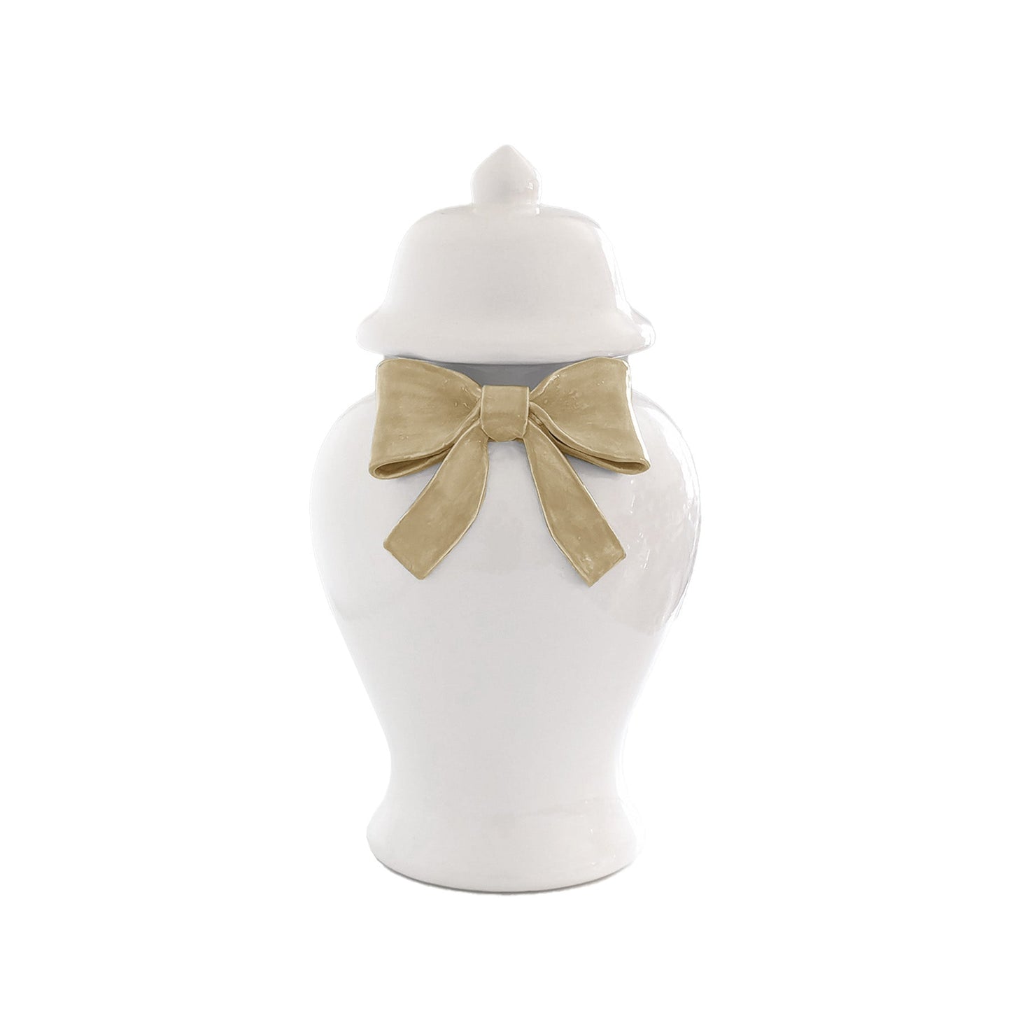 Ginger Jars with Sculpted Ceramic Bow in Sand