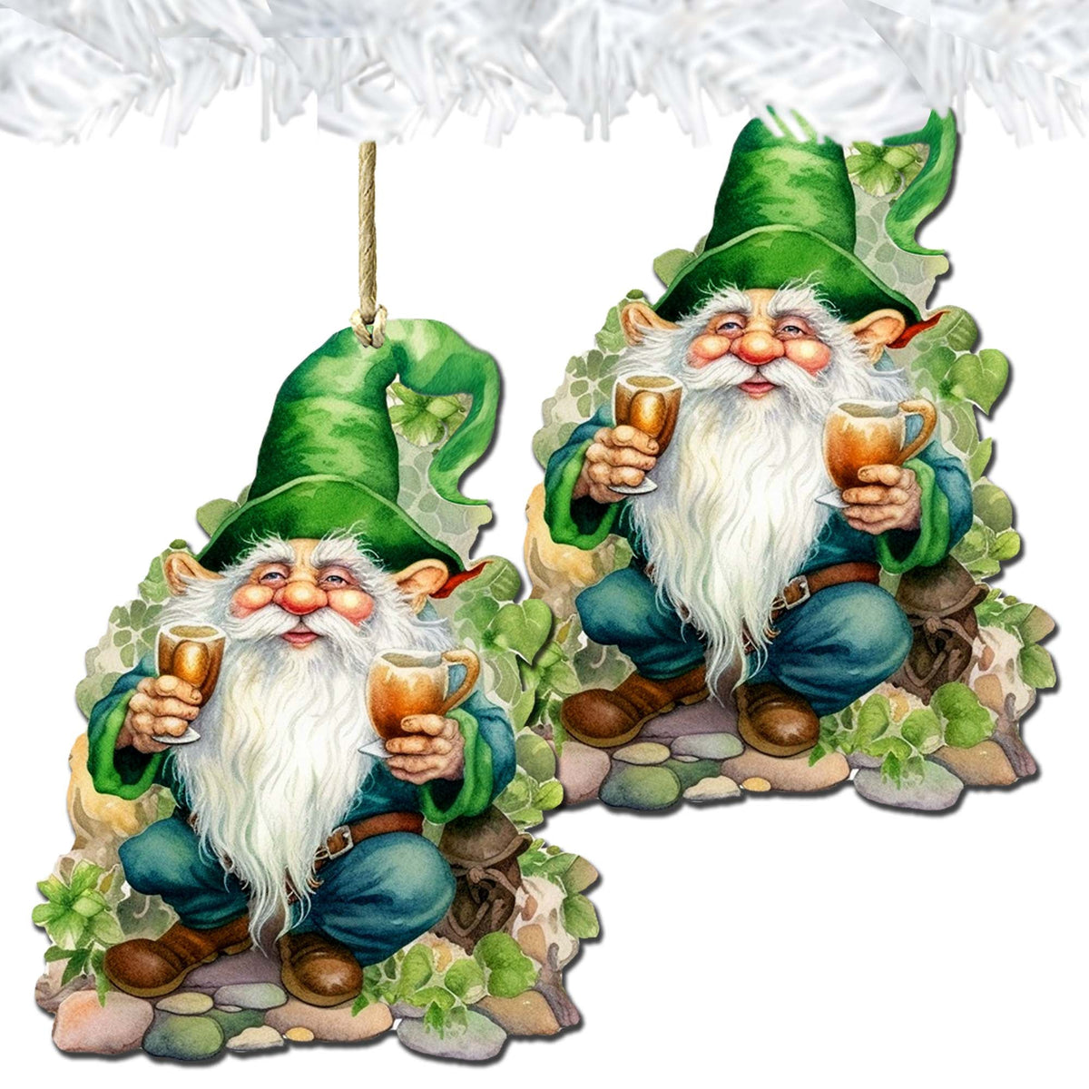 Lucky Leprechaun Wooden Ornaments by G. DeBrekht Easter Spring Decor - 8652778