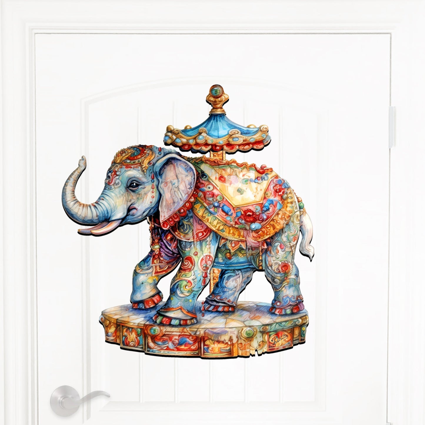 Carousel Elefant Holiday Door Decor  by G. Debrekht - Christmas Decor - 8611029H