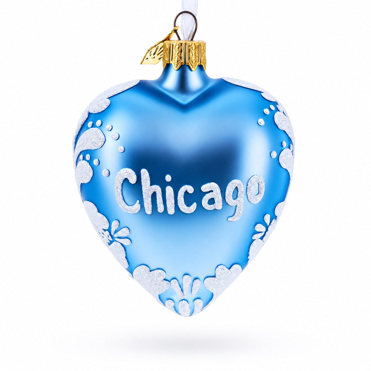 Chicago Glass Heart Christmas Ornament