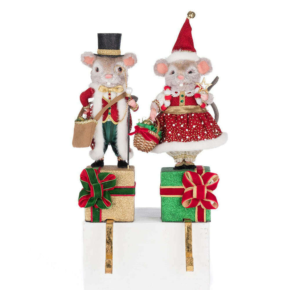 Christmas Ball Mouse Stocking Holder Assortment of 2 by Katherine's Collection