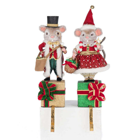 Christmas Ball Mouse Stocking Holder Assortment of 2 by Katherine's Collection