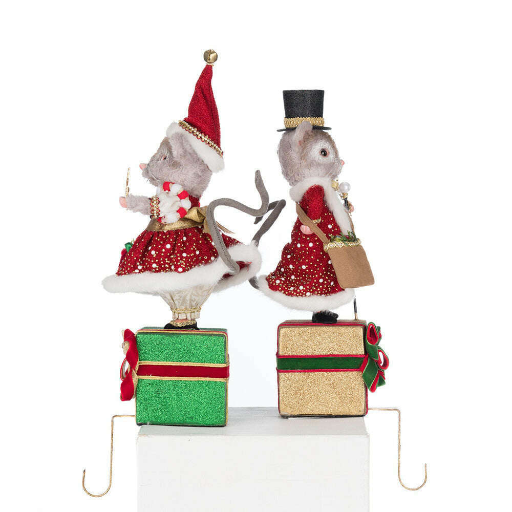 Christmas Ball Mouse Stocking Holder Assortment of 2 by Katherine's Collection