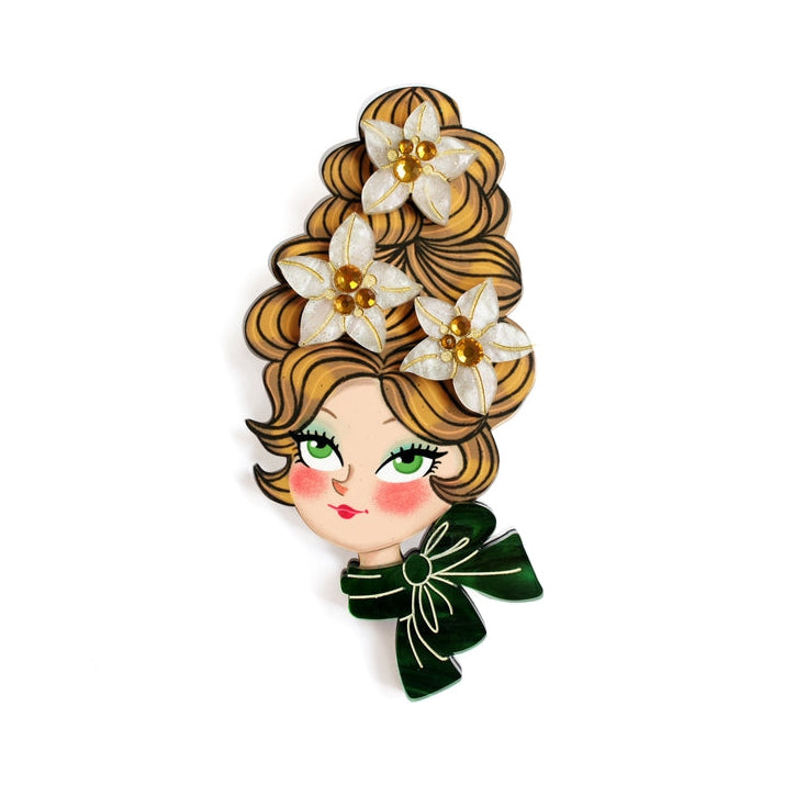 Christmas Blonde Hair Brooch with Earring Set by Laliblue – Retro Kitschy Statement Brooch for Collectors