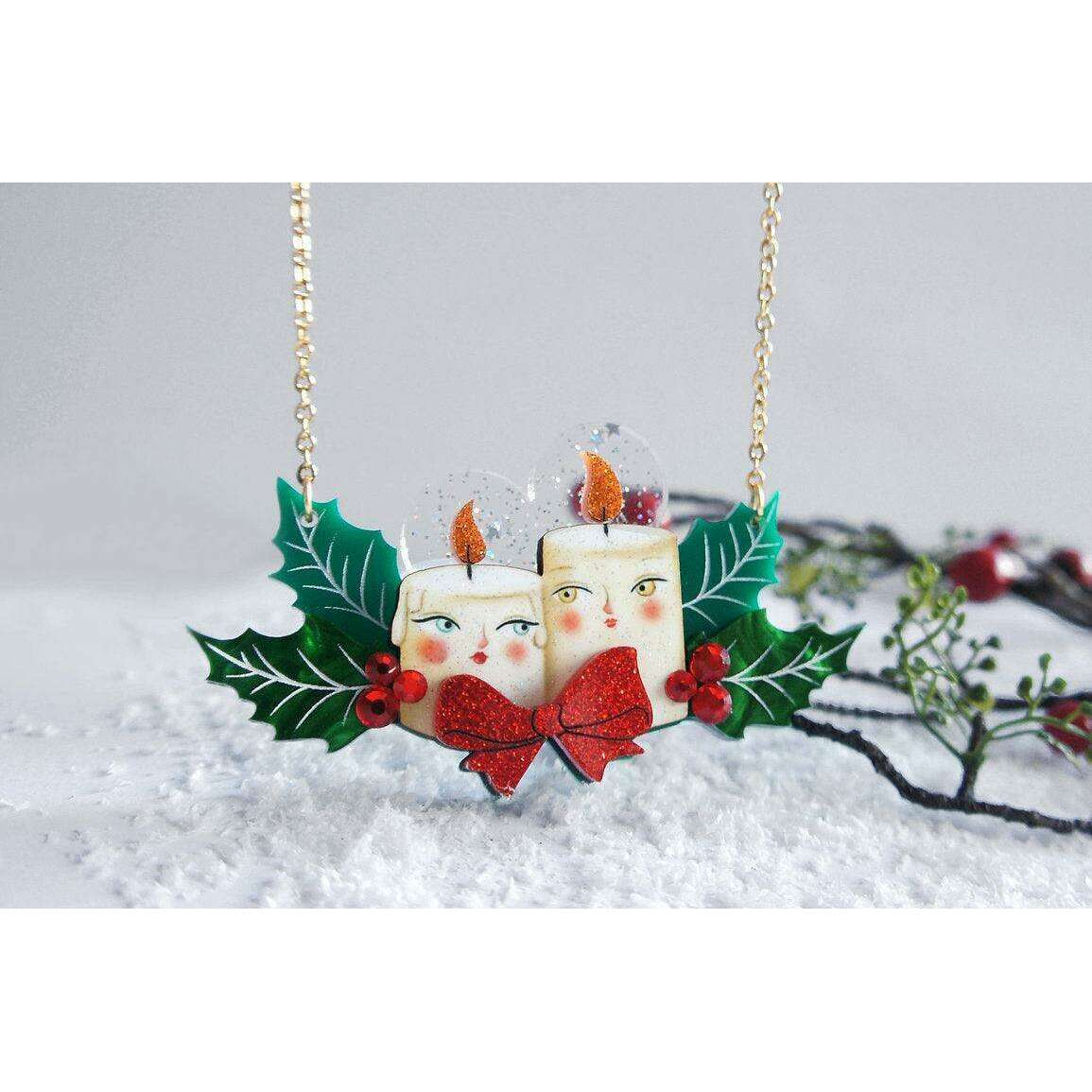 Christmas Candles Statement Necklace by Laliblue