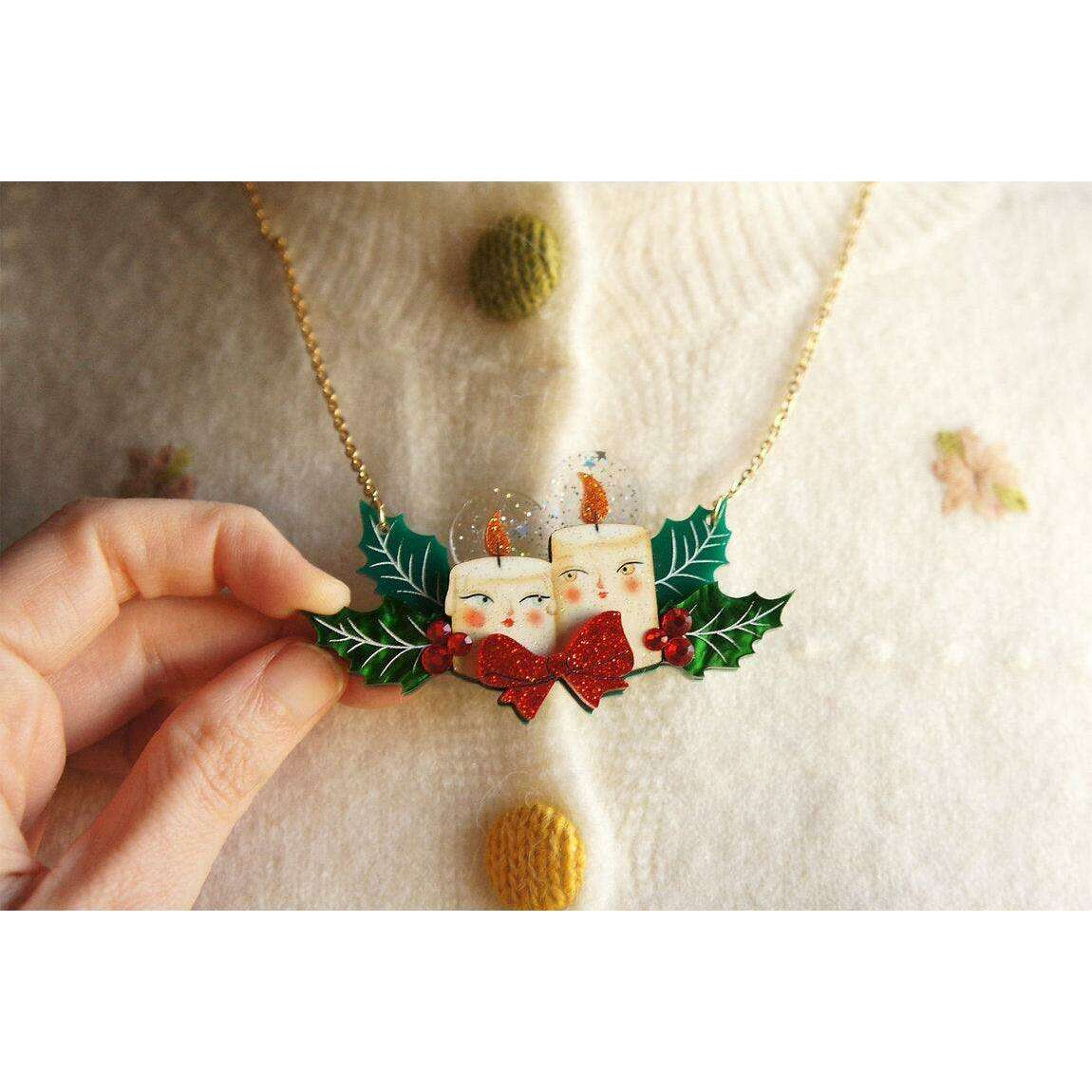 Christmas Candles Statement Necklace by Laliblue