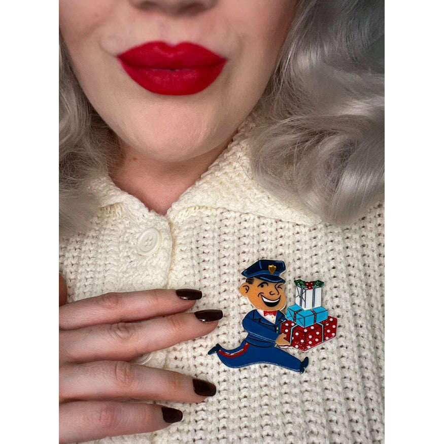Christmas Happy Mail Brooch by 50's Vintage Dame x Lipstick & Chrome