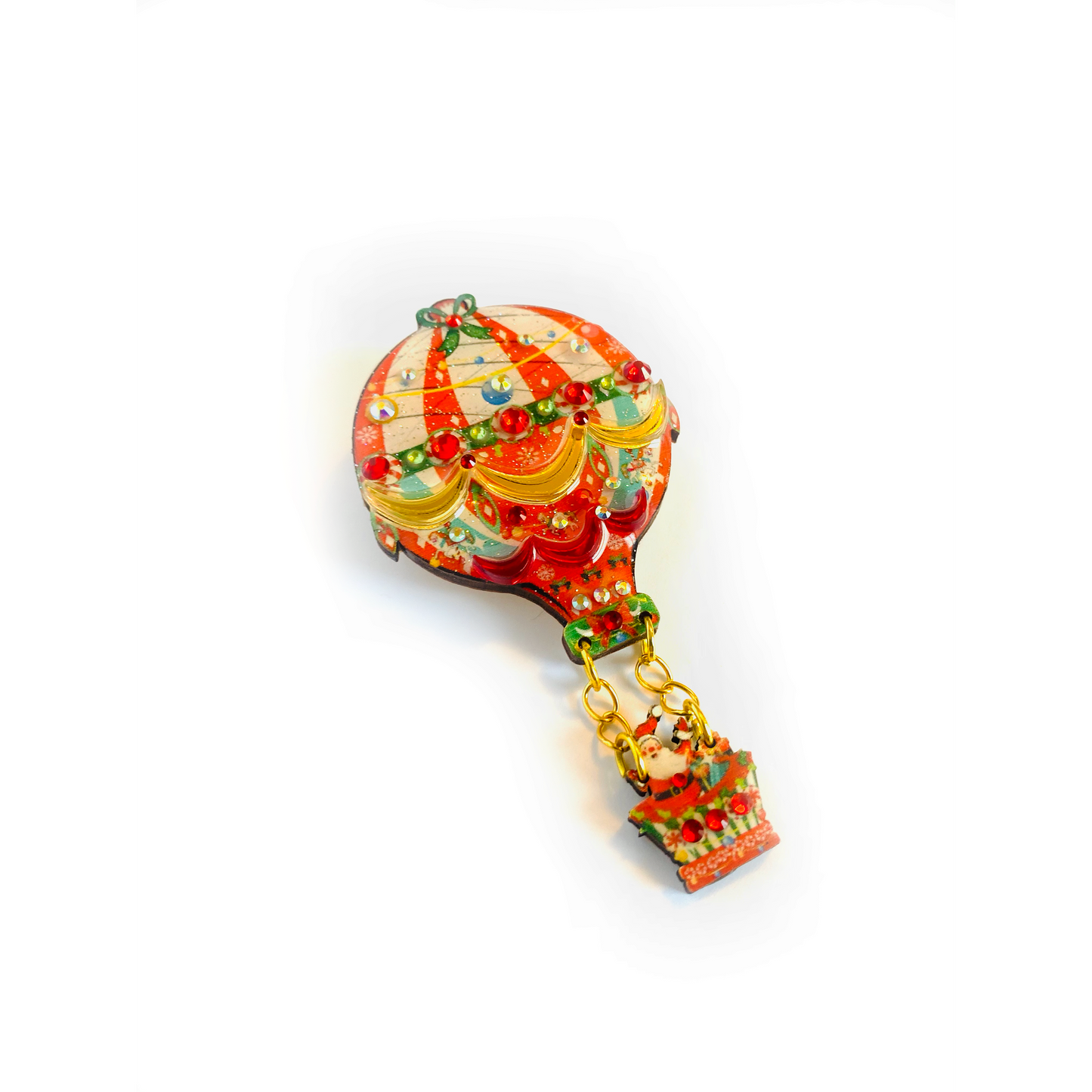 Christmas Hot Air Balloon Brooch by Rosie Rose Parker