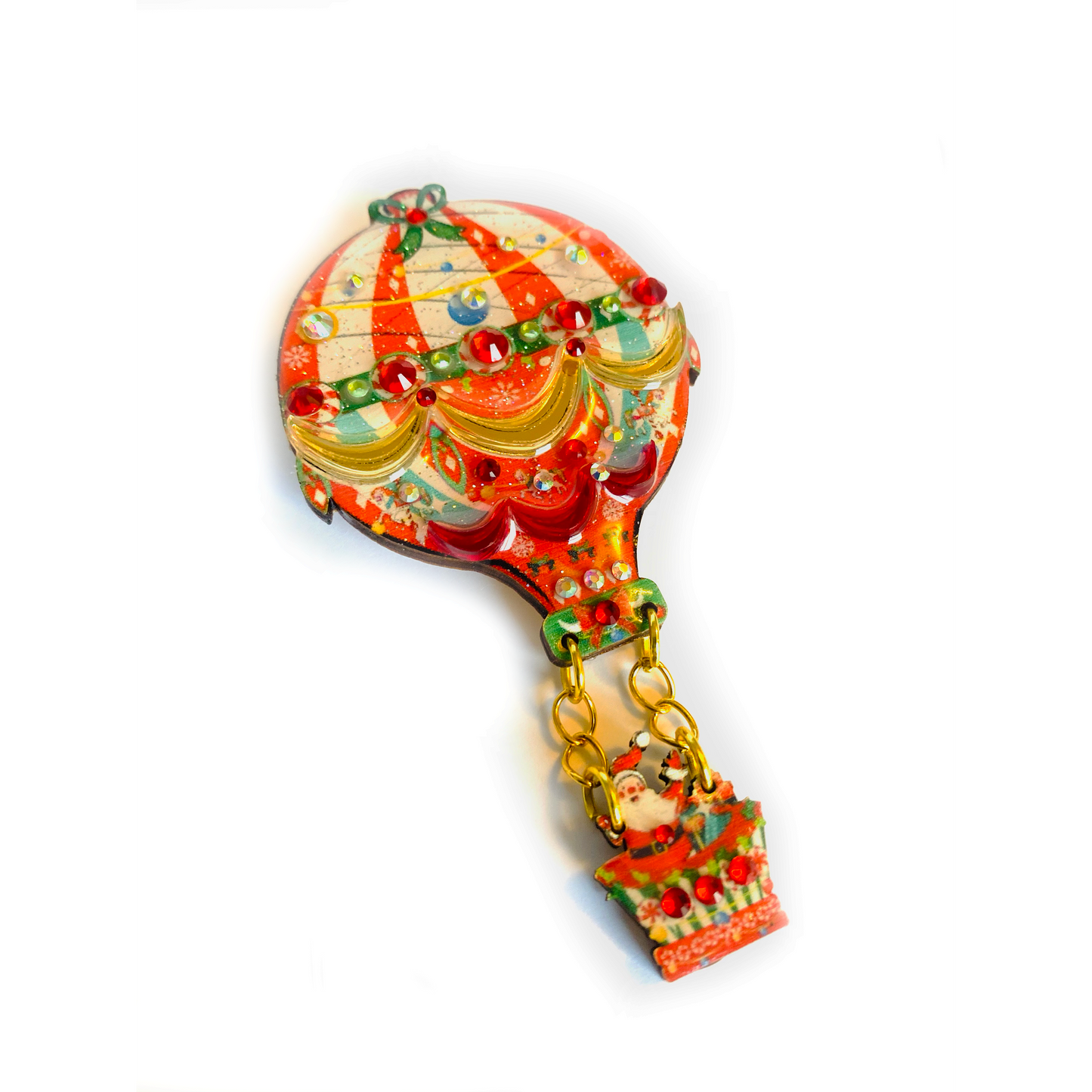 Christmas Hot Air Balloon Brooch by Rosie Rose Parker