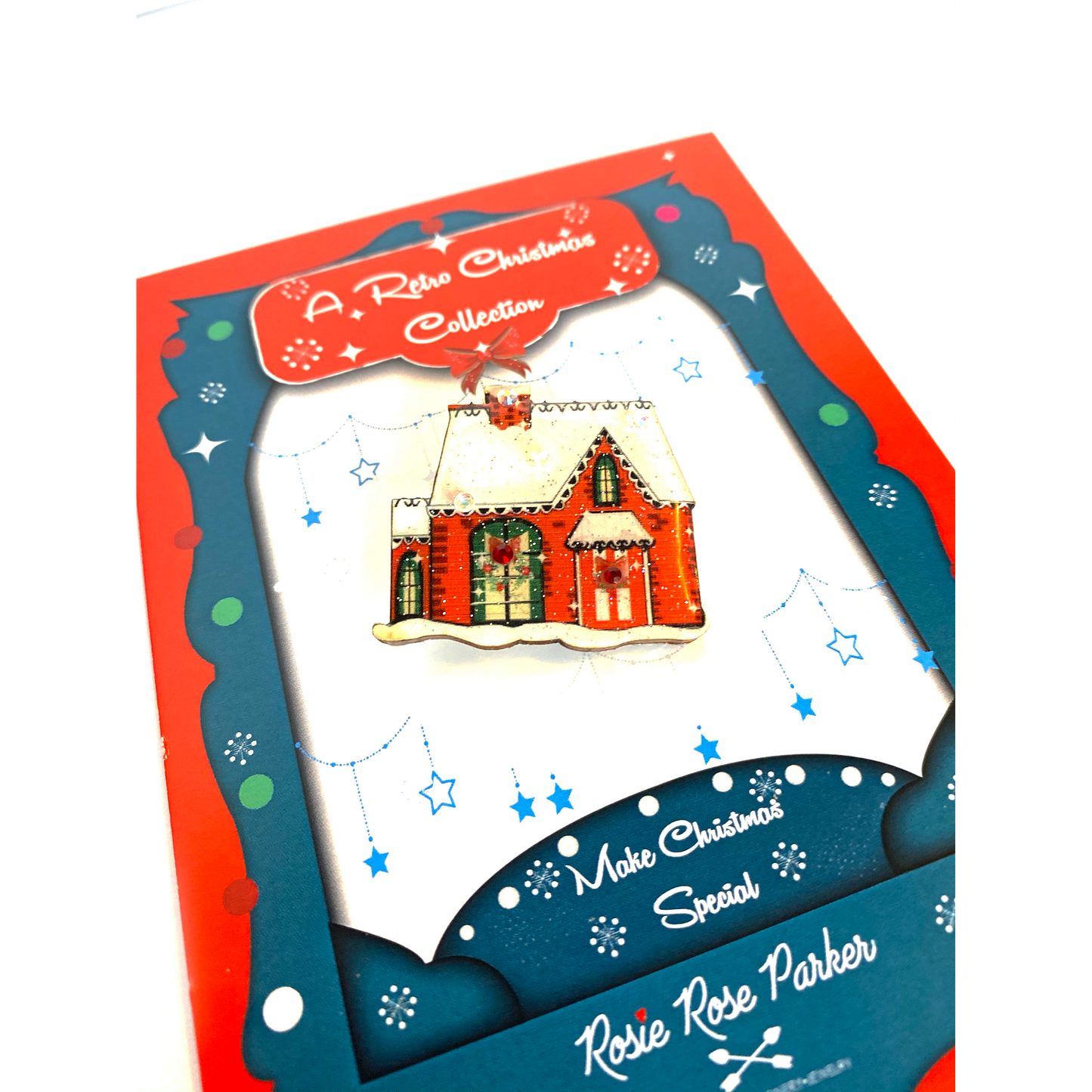 Christmas House Brooch by Rosie Rose Parker