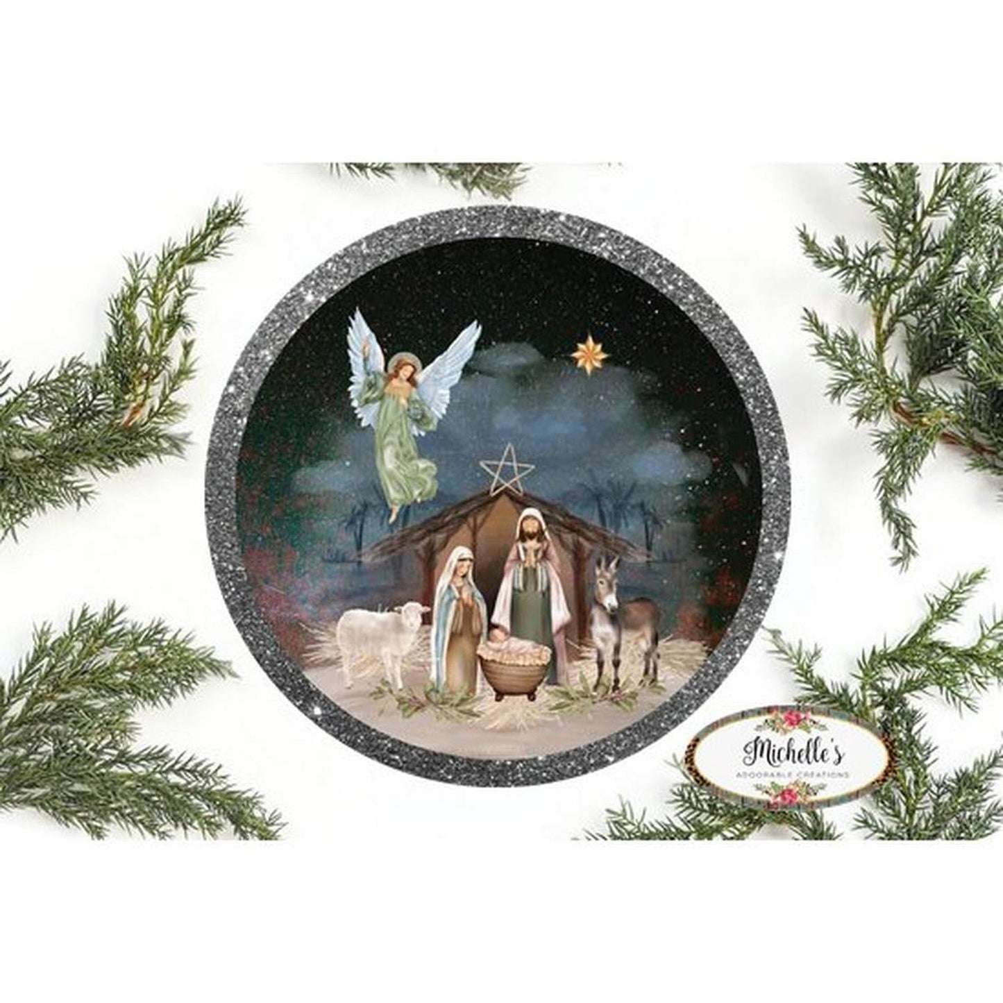 Christmas Nativity Round Sign