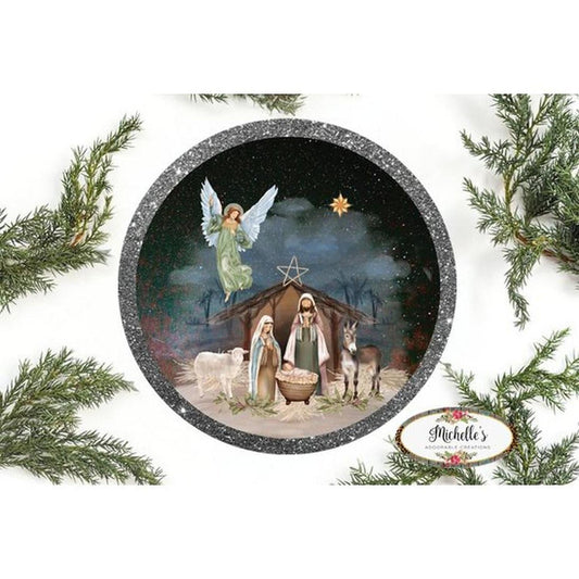 Christmas Nativity Round Sign