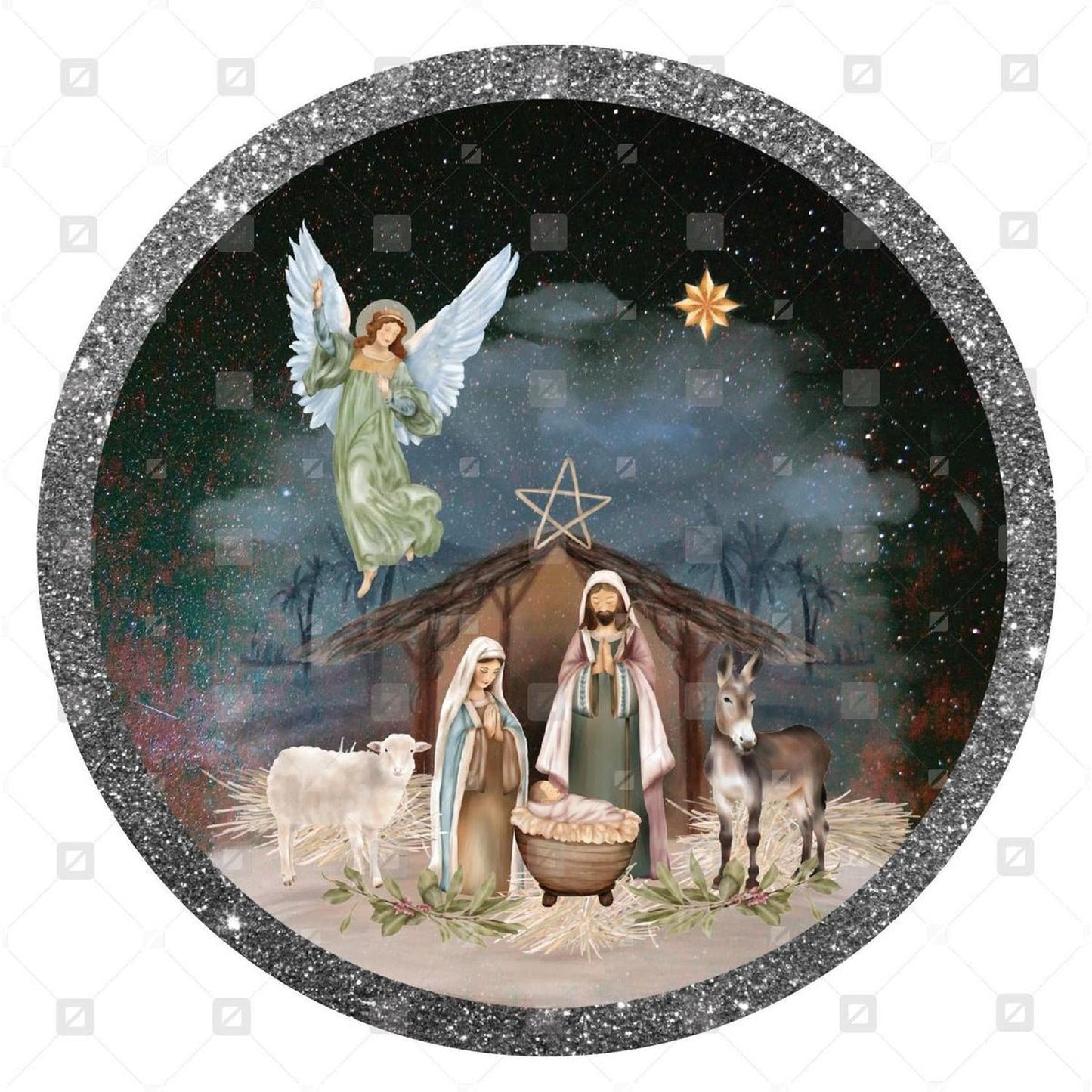 Christmas Nativity Round Sign