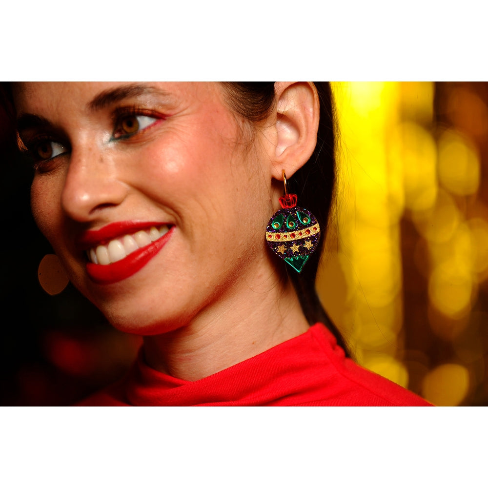 Christmas Ornament with Stars Earrings by Laliblue – Retro Statement Jewelry Laliblue