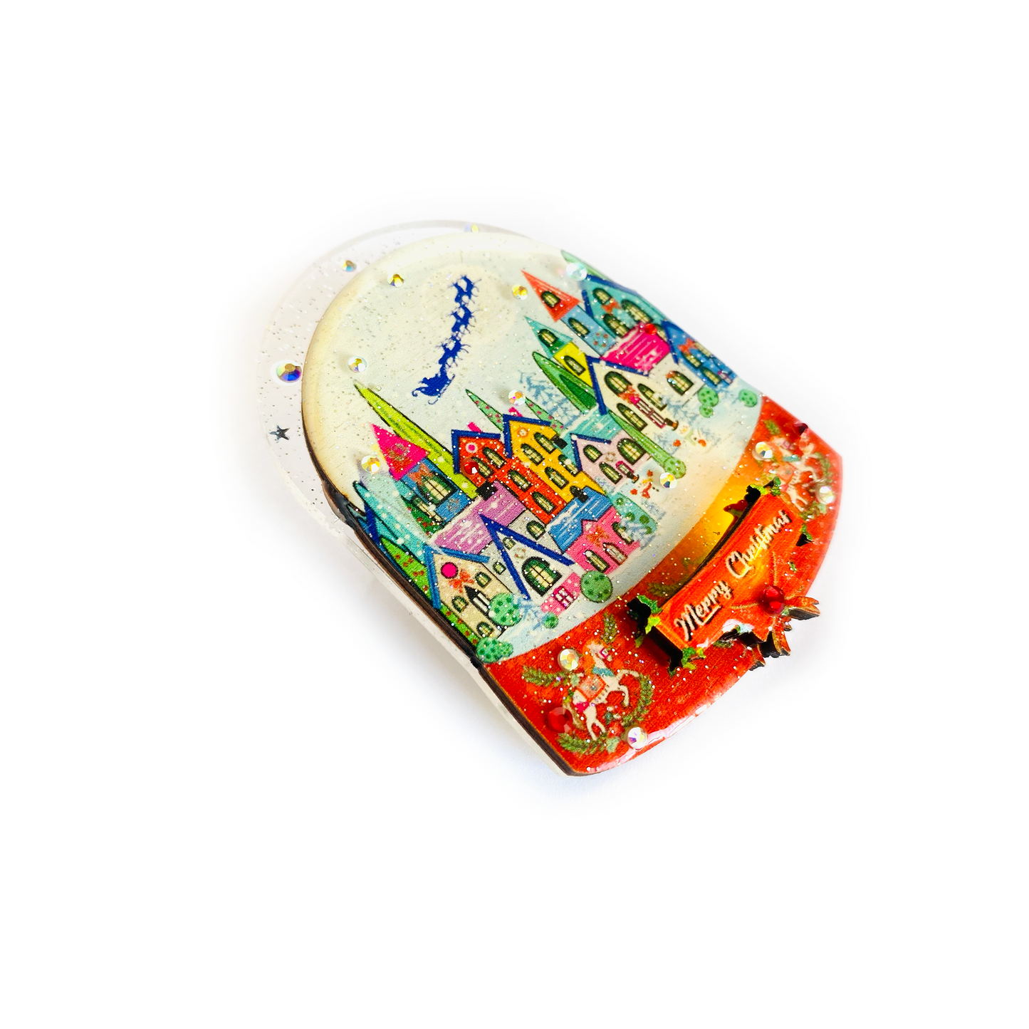 Christmas Snow Globe Brooch by Rosie Rose Parker
