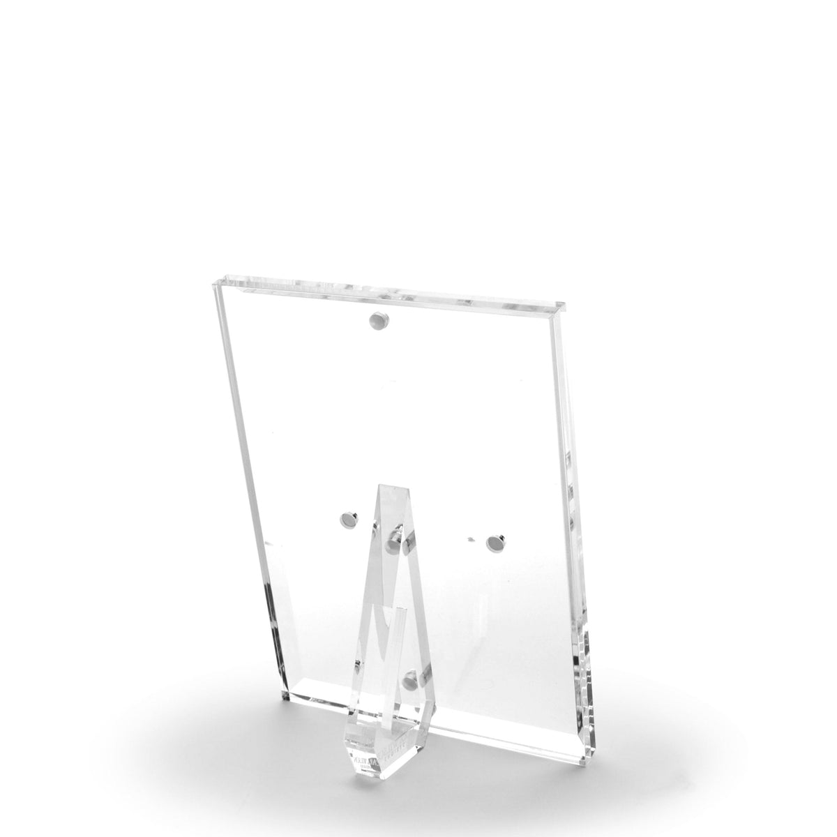 a clear acrylic frame on a white background
