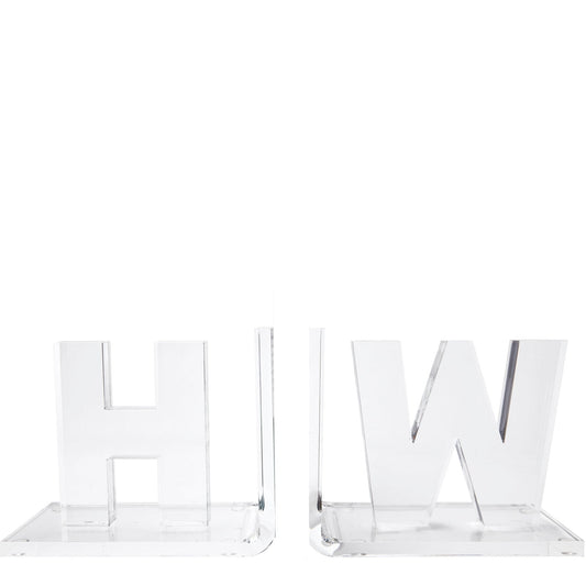 Clear Acrylic Initials Bookends