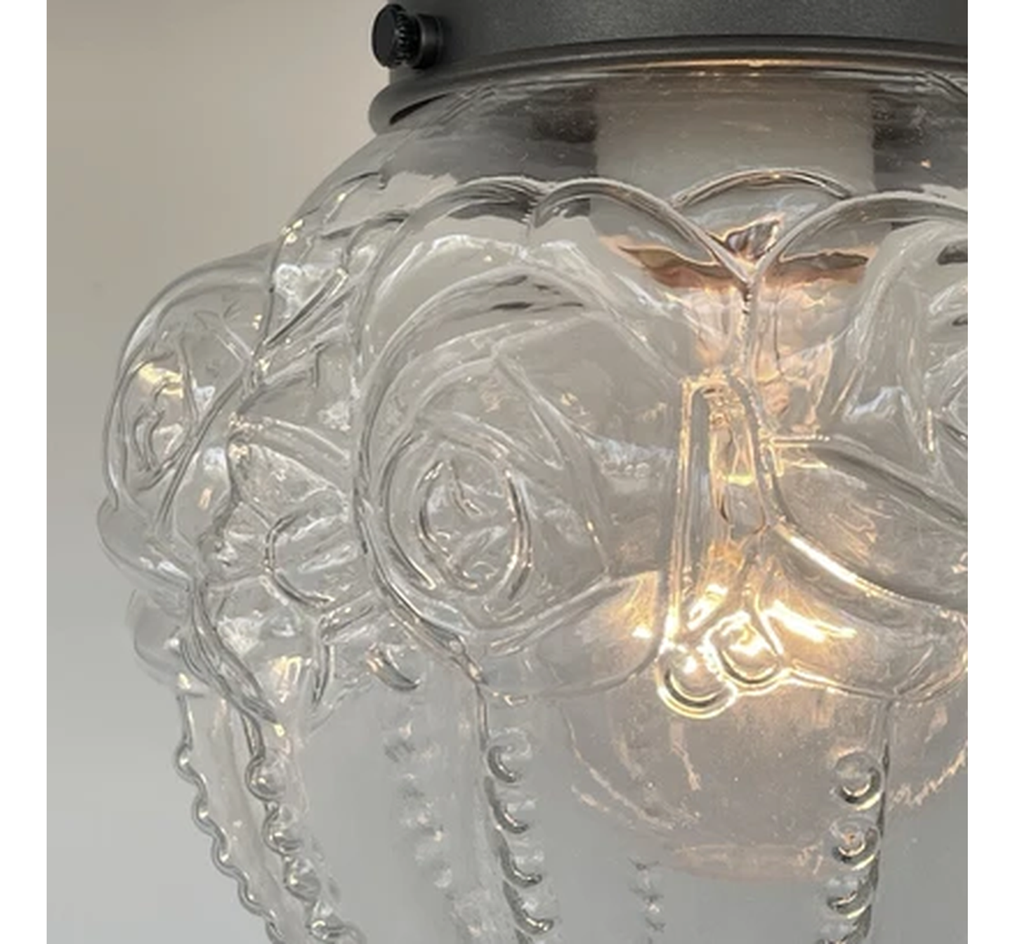 Victorian Embossed Flush Mount Globe Antique Ceiling Light Glass