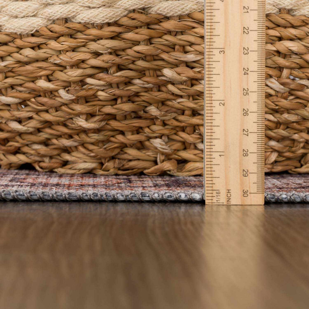 a ruler measuring a basket