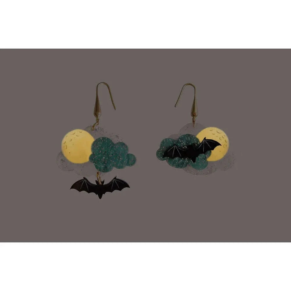 Cloud with Bats Halloween Earrings by Laliblue