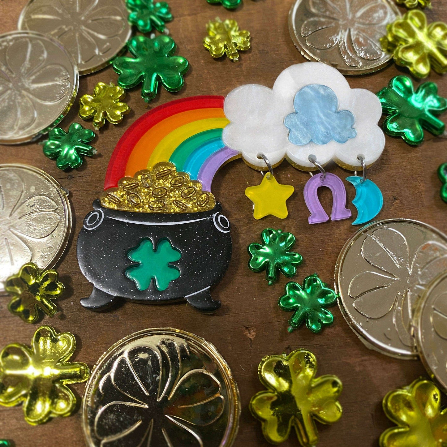 Clover the Rainbow Brooch by Lipstick & Chrome