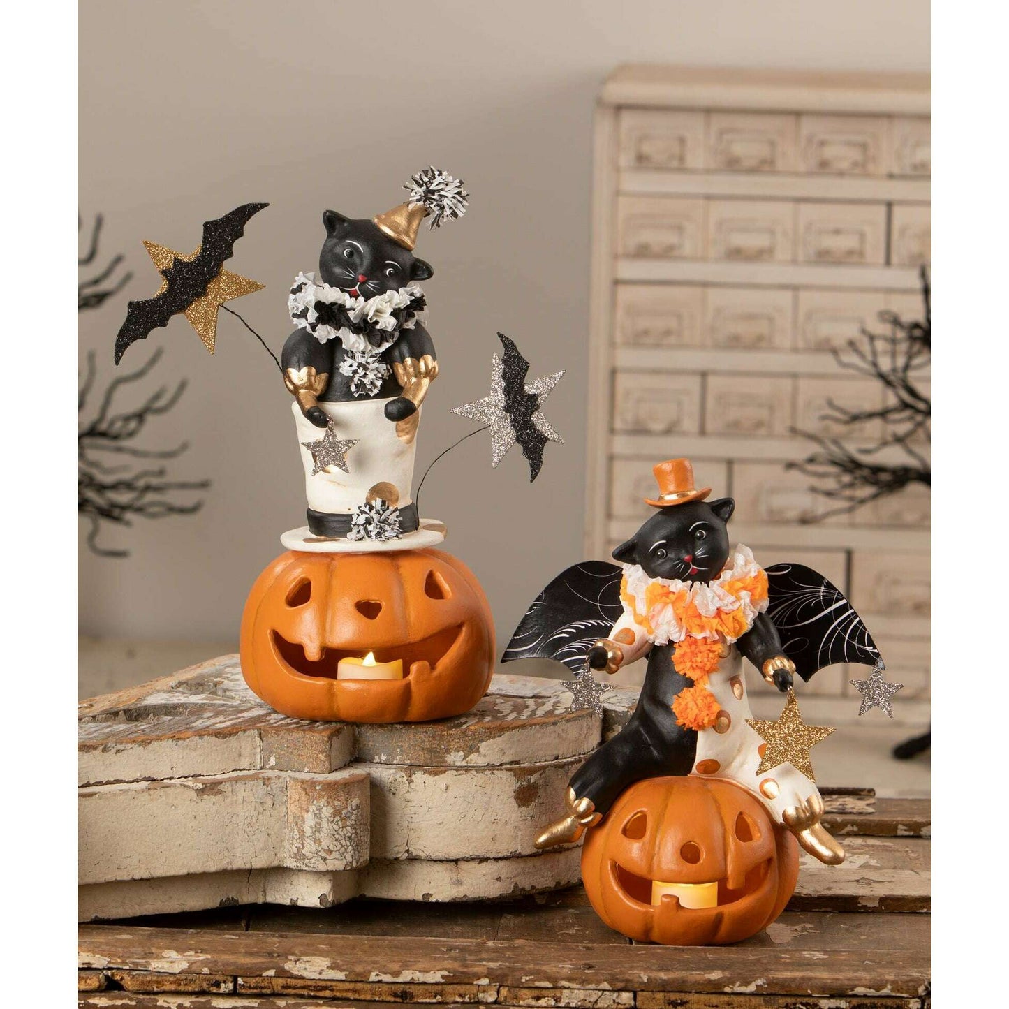 Clowning Cat on Jack | Halloween Decor | Bethany Lowe