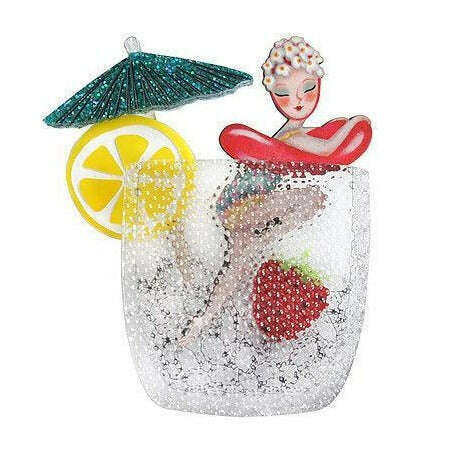 Cocktail Pin Up Girl Brooch by Laliblue