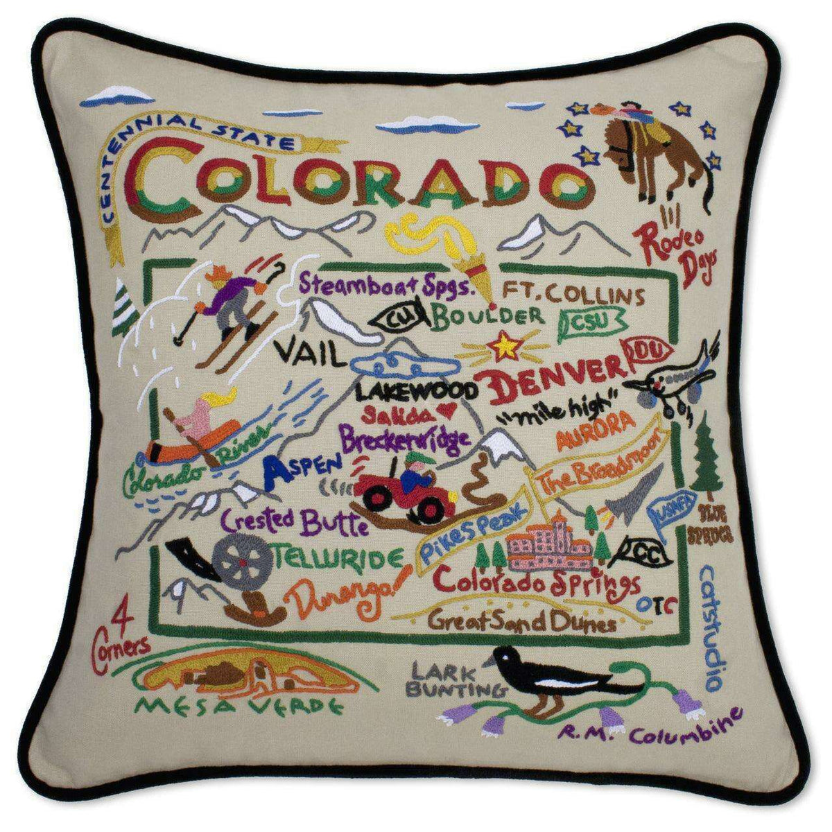 Colorado Hand-Embroidered Pillow