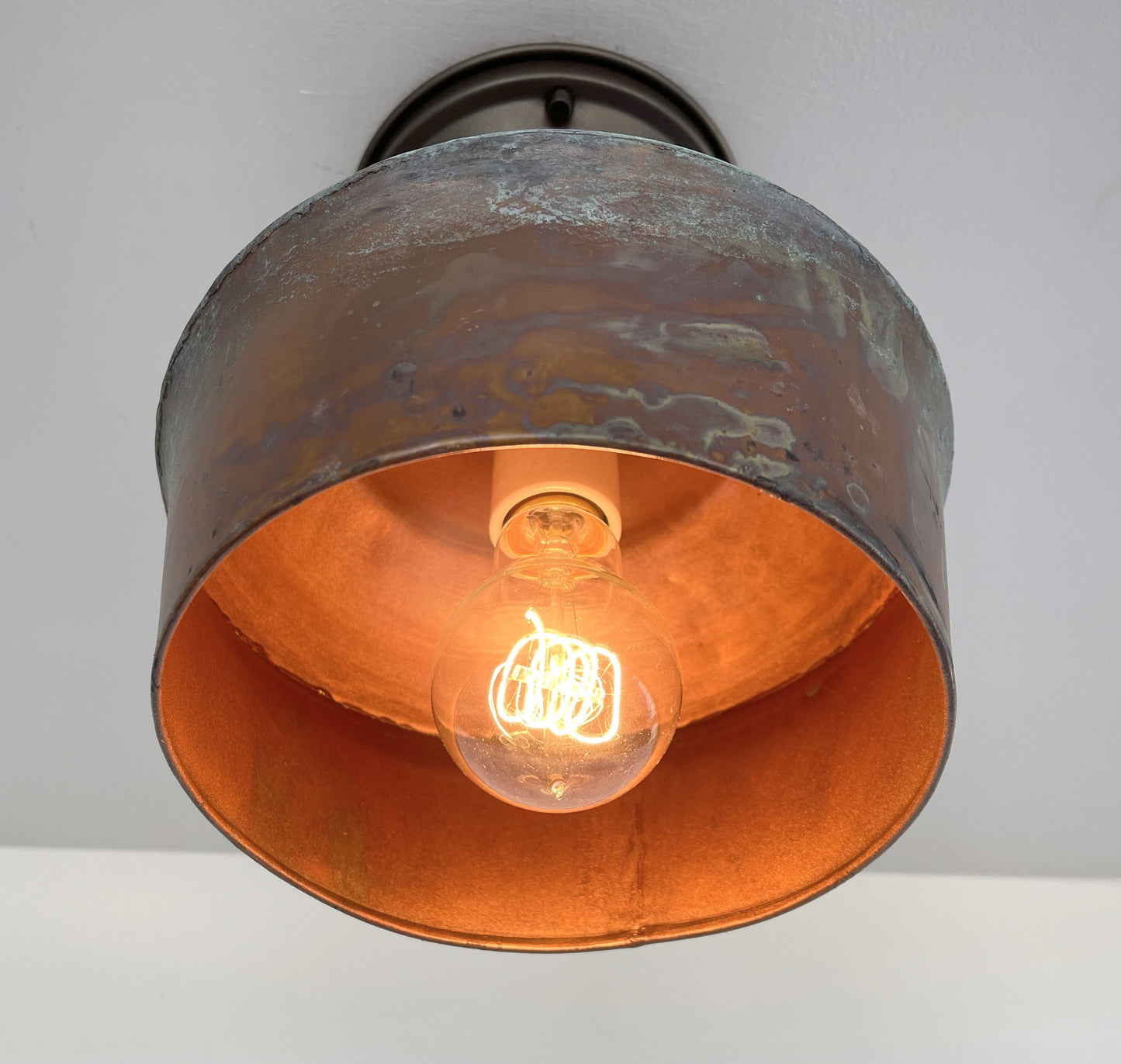 Handcrafted Copper Farmhouse Ceiling Light | 8.5" Flush Mount