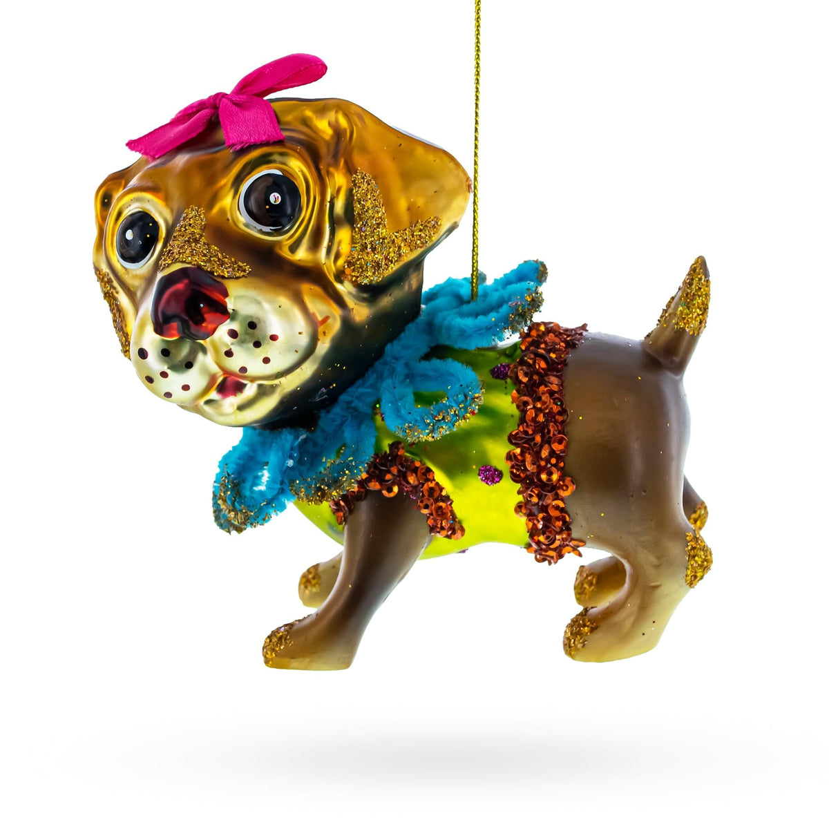 Retriever Puppy Glass Christmas Ornament