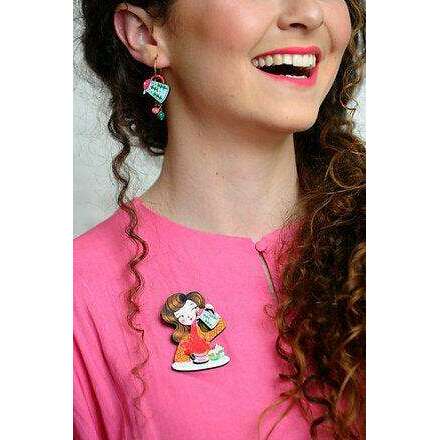 Crazy About Tea Brooch by Laliblue