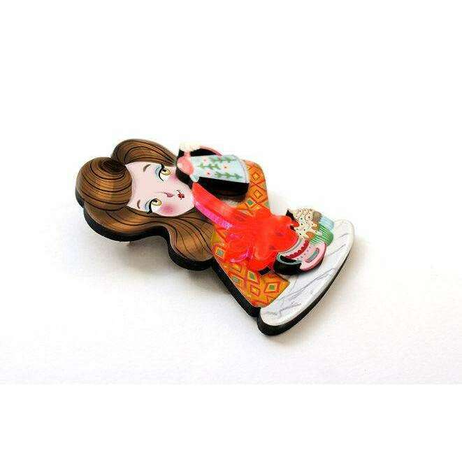 Crazy About Tea Brooch by Laliblue