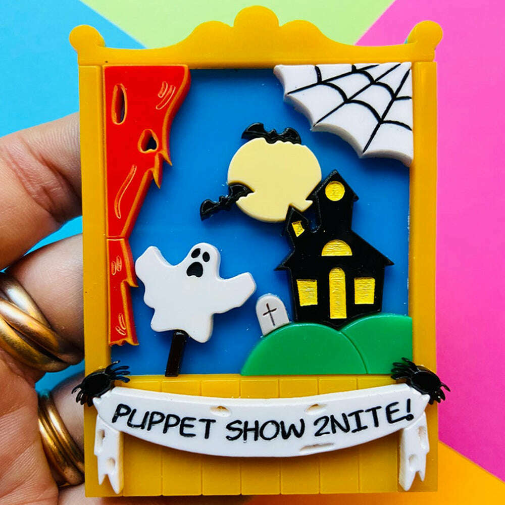 Creepy Funfair Collection - Scary Puppet Show Acrylic Brooch by Makokot Design