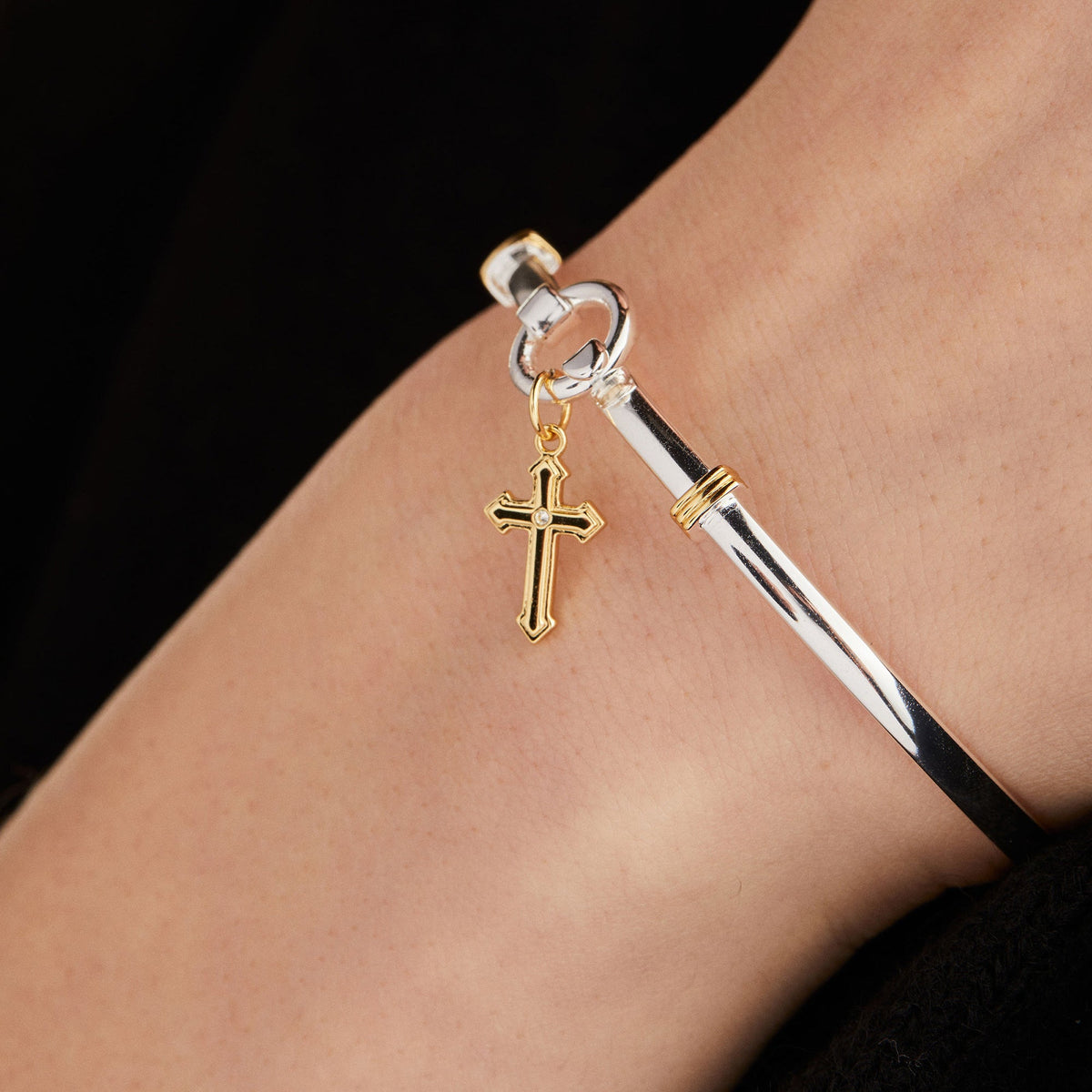 a bracelet on a person's wrist