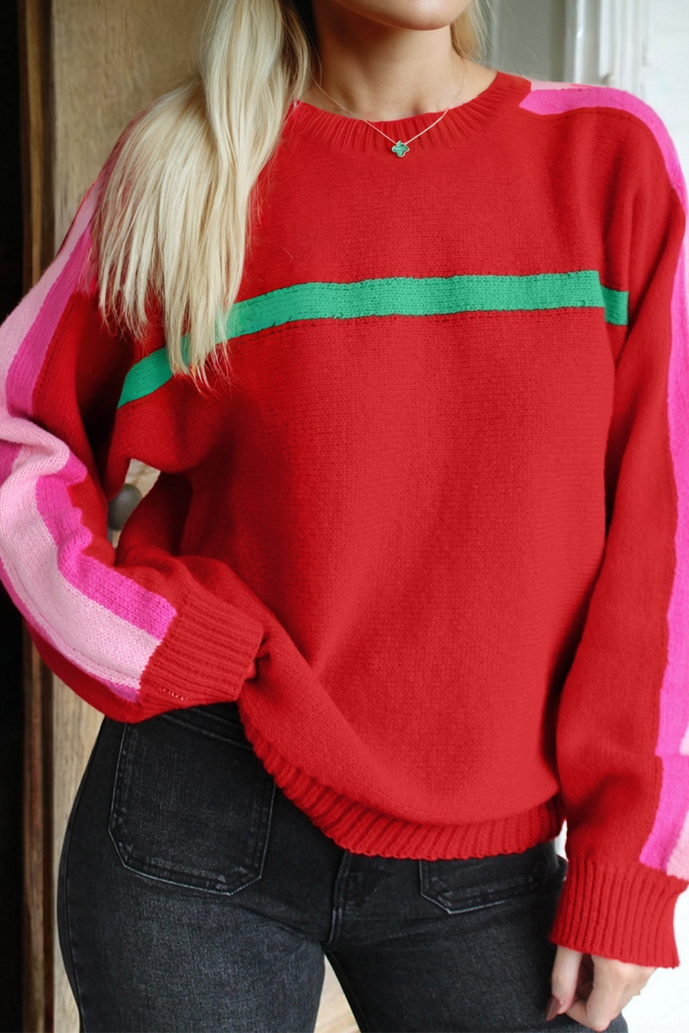 Fiery Red Christmas Holly Festive Holiday Sweater