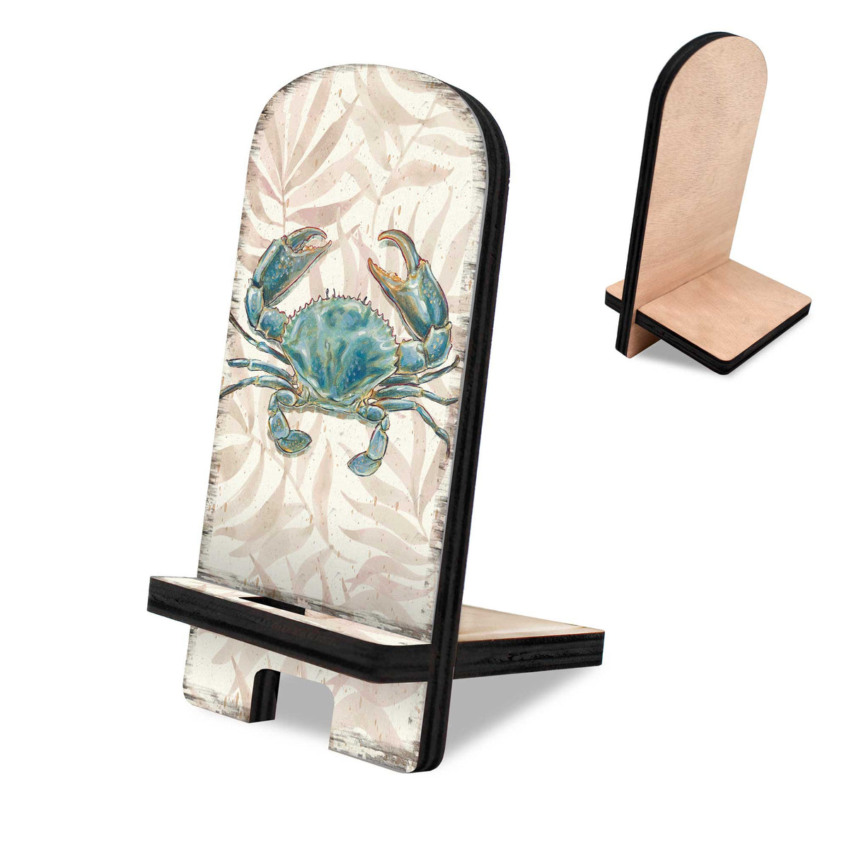 Vintage Crab Coastal Cell Phone Stand Wood Mobile Tablet Holder Charging Station Organizer - 892046